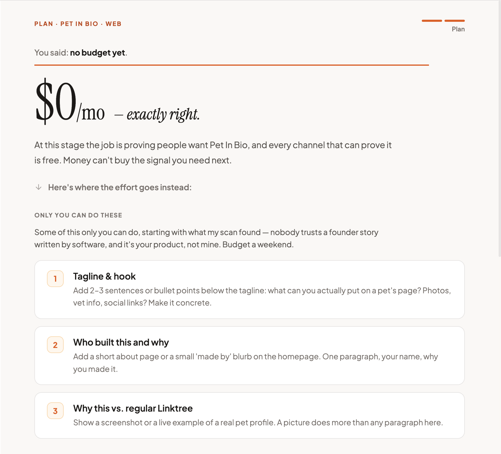 Growth plan screen